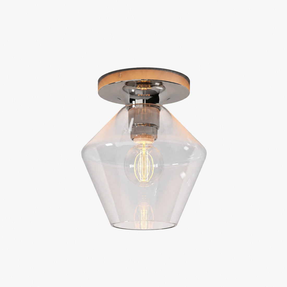 Merin Minimalist Sleek Geometric Glass Flushmount Light