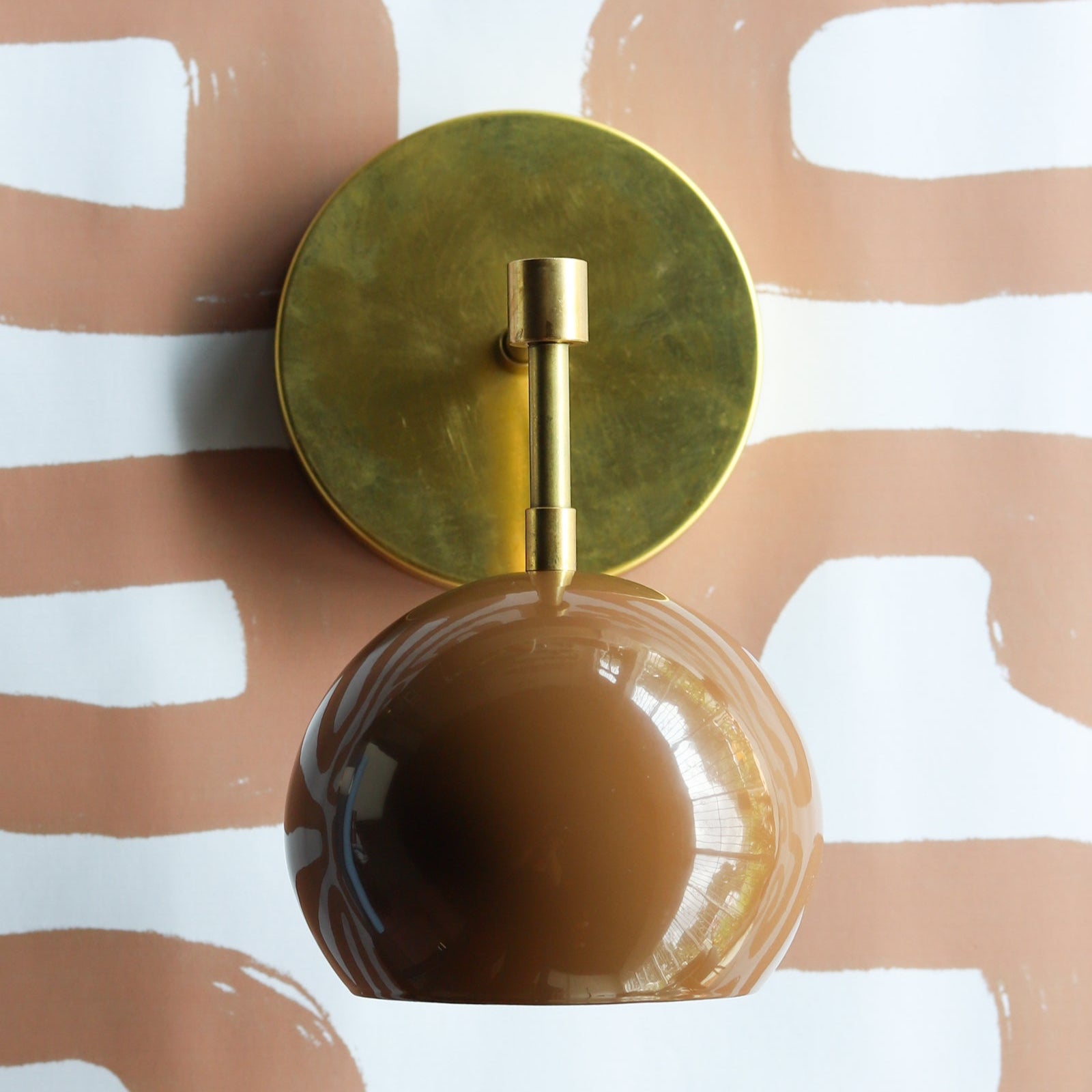 Mid-Century Modern Wall Sconce - Fudge Brown Shade with Brass or Black