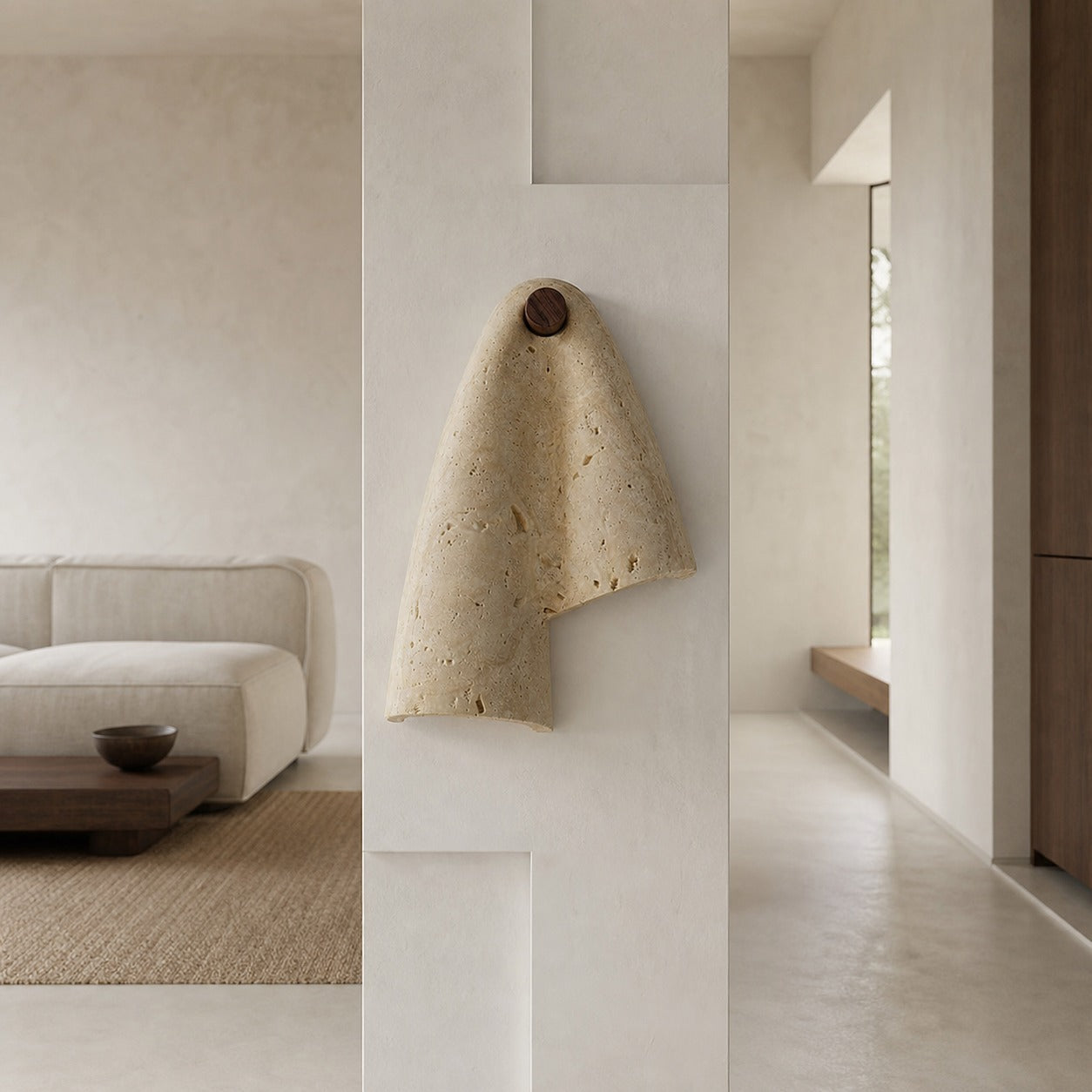 Travertine Wall Lamp – Minimalist Stone Sconce Decorative Lighting for Living Room