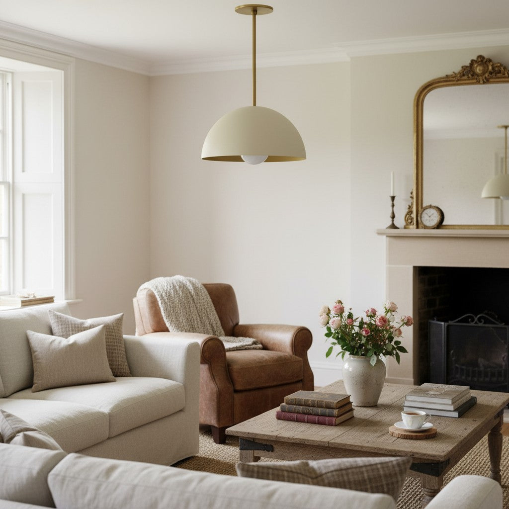 Metio Dome Neutral Dome Pendant - Modern Metal Accent Lighting