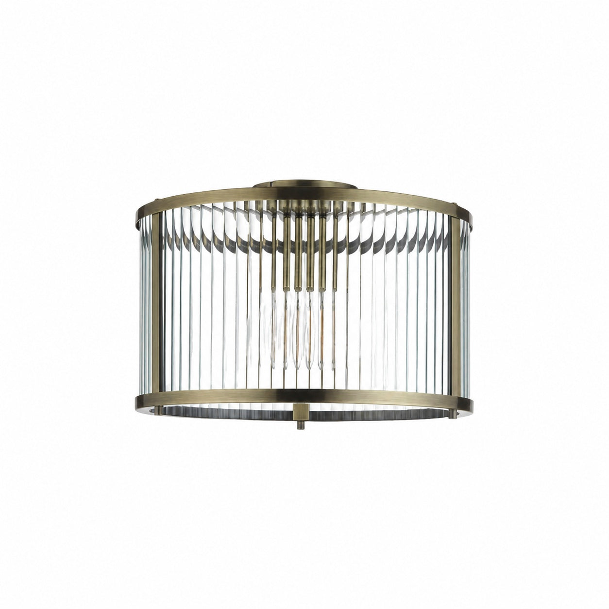 RibGlow Ribbed Glass Flush Ceiling Light – Classic Flush Mount Ceiling Lamp for Living Room or Hallway