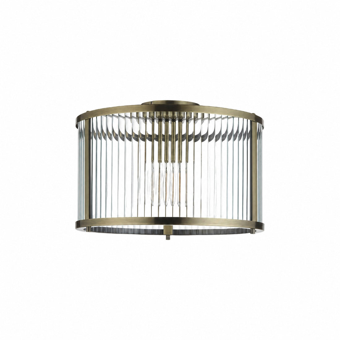 RibGlow Ribbed Glass Flush Ceiling Light – Classic Flush Mount Ceiling Lamp for Living Room or Hallway