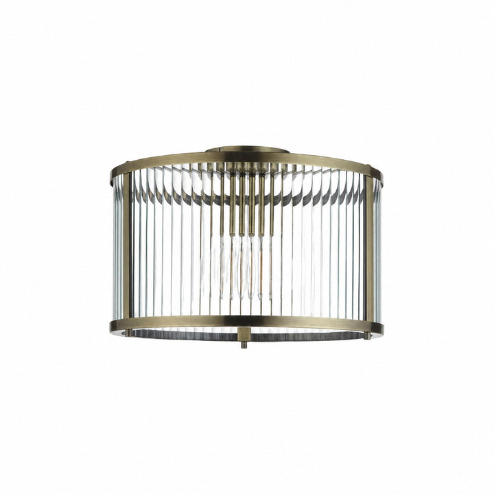 RibGlow Ribbed Glass Flush Ceiling Light – Classic Flush Mount Ceiling Lamp for Living Room or Hallway
