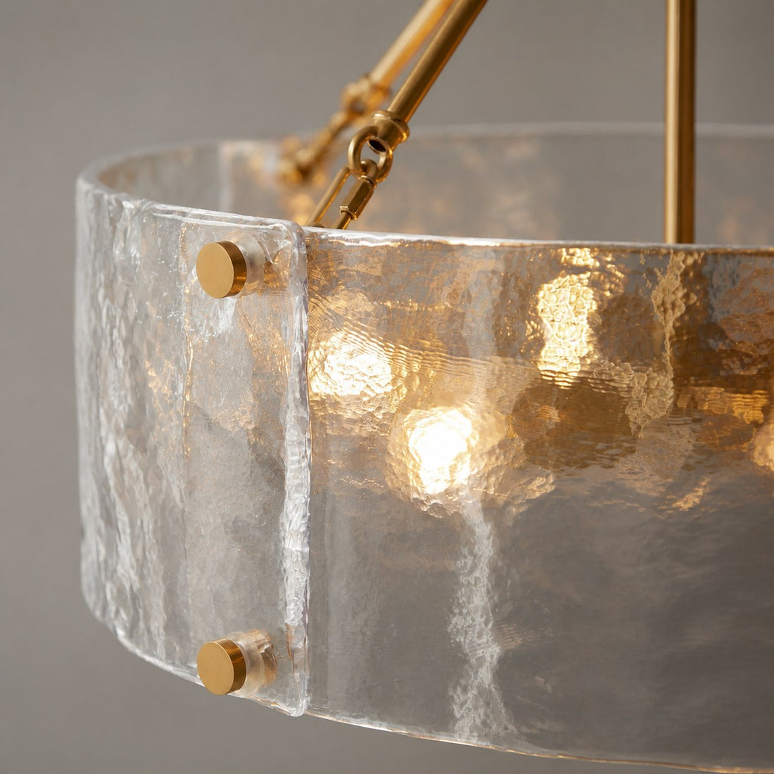 Panellux Decorative Pendant - Handcrafted Curved Glass Panels Brushed Brass Finish for Foyer