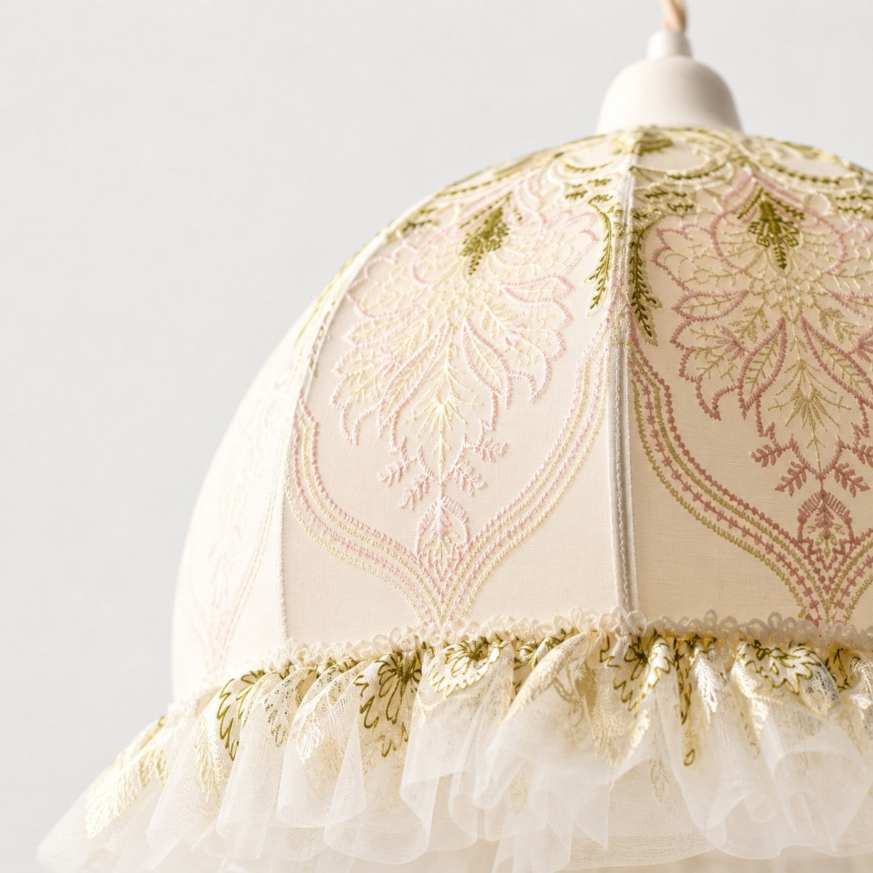 Botanical Embroidered Fabric Pendant Light