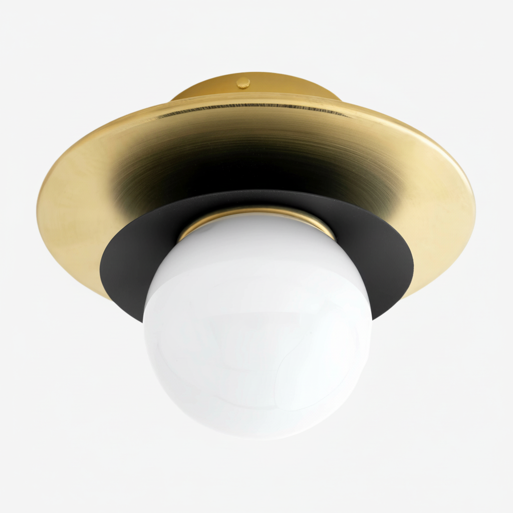 Artivo Layered Brass Globe Light – Versatile Opal Glass Ceiling or Wall Sconce for Stylish Spaces