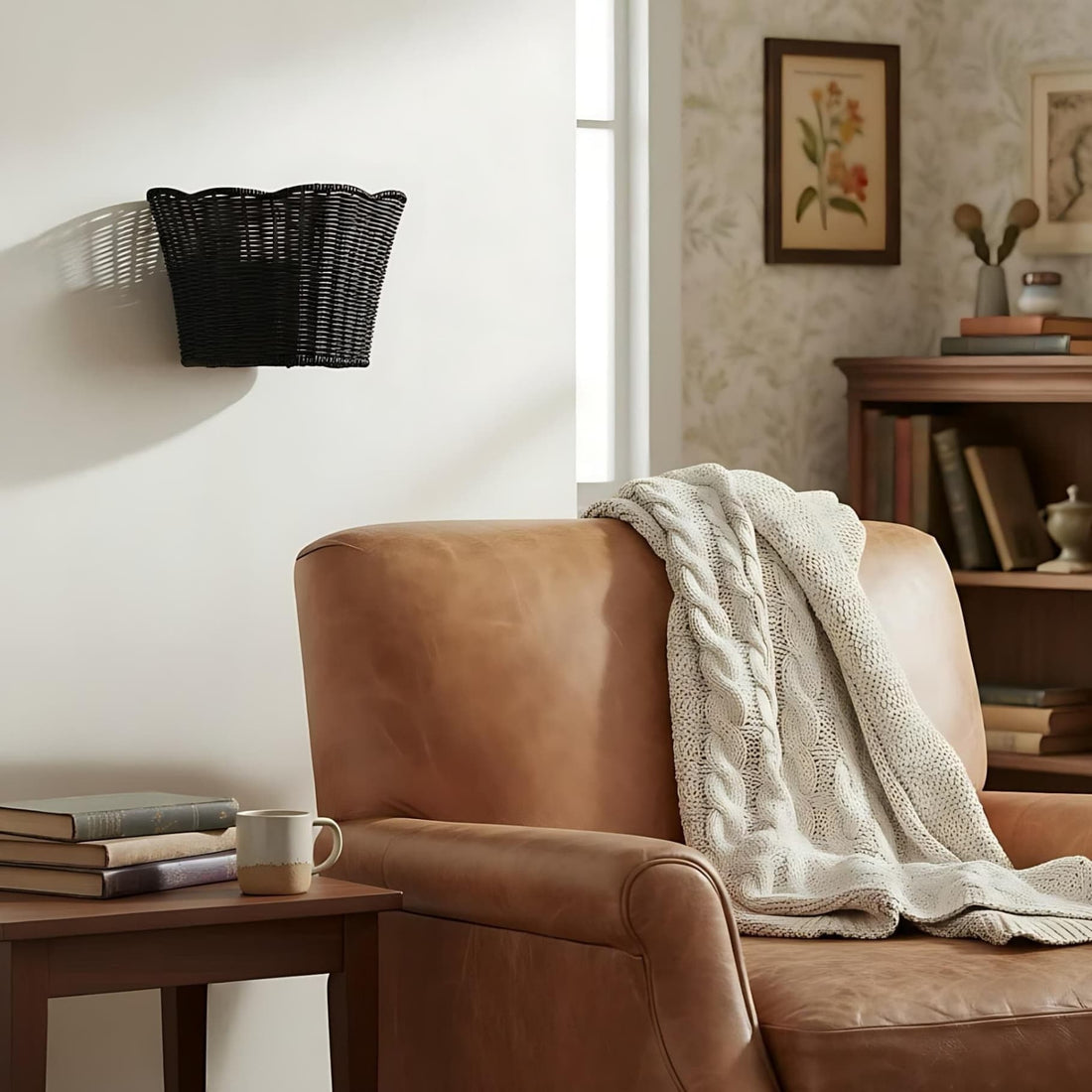 Wickara Woven Wall Sconce – Scalloped Basket Shade Wall Light for Bedroom