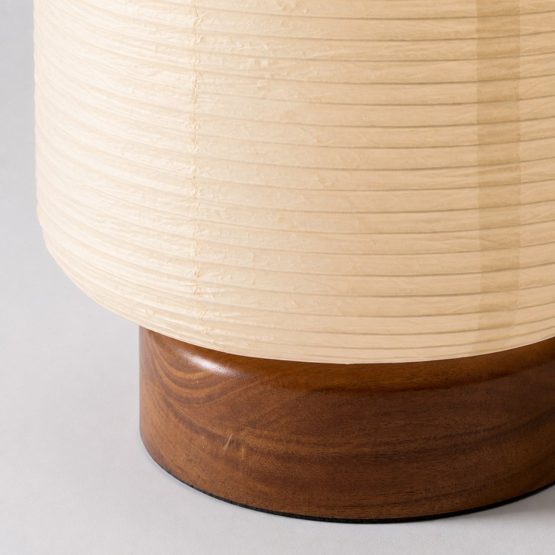 Tivo Minimalist Ribbed Floor Lamp - Simple Solid Wood Base with Paper Lampshade Suitable for Living Room and Bedroom