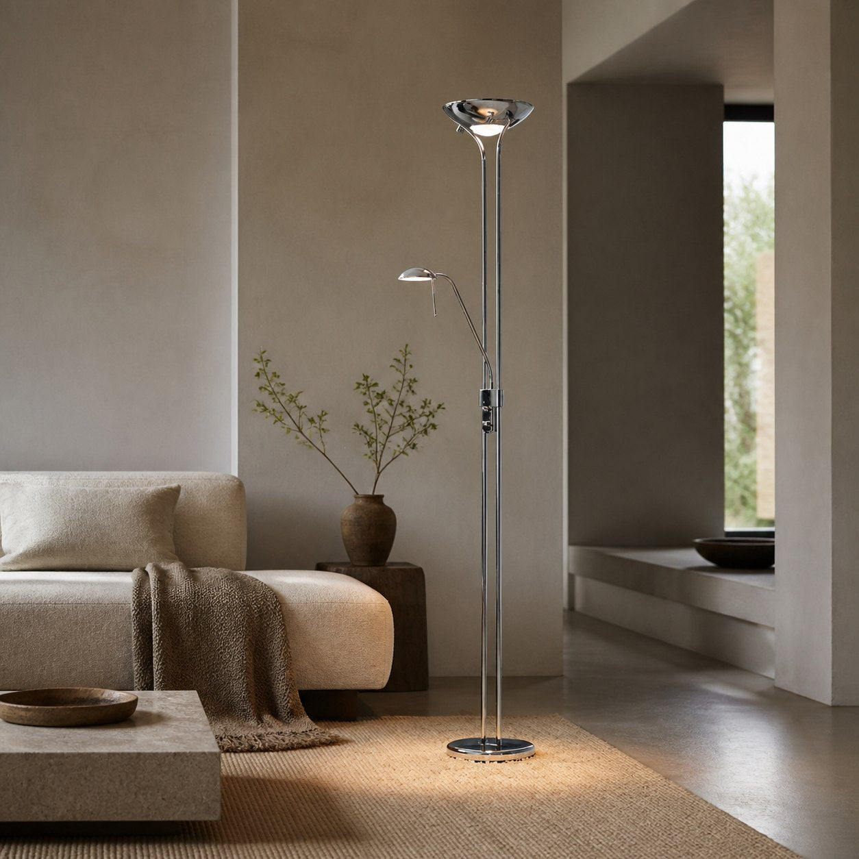 Linexis Art Deco Metal & Opal Glass Floor Lamp – Dual-Light Design for Modern Interiors