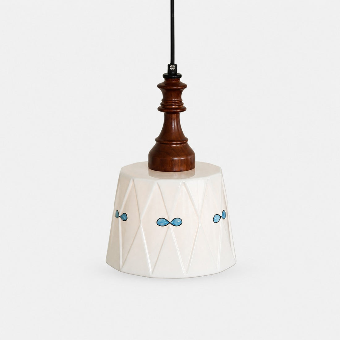 diamond ceramic shade pendant light on gray background