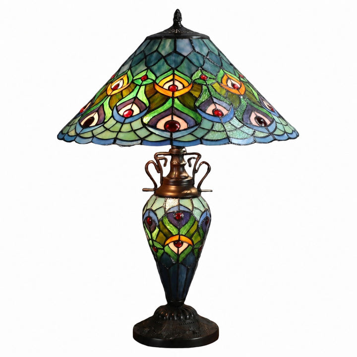 TF Oldbury Desk Lamp - Handcrafted Stained Glass Lamp for Bedroom Reading