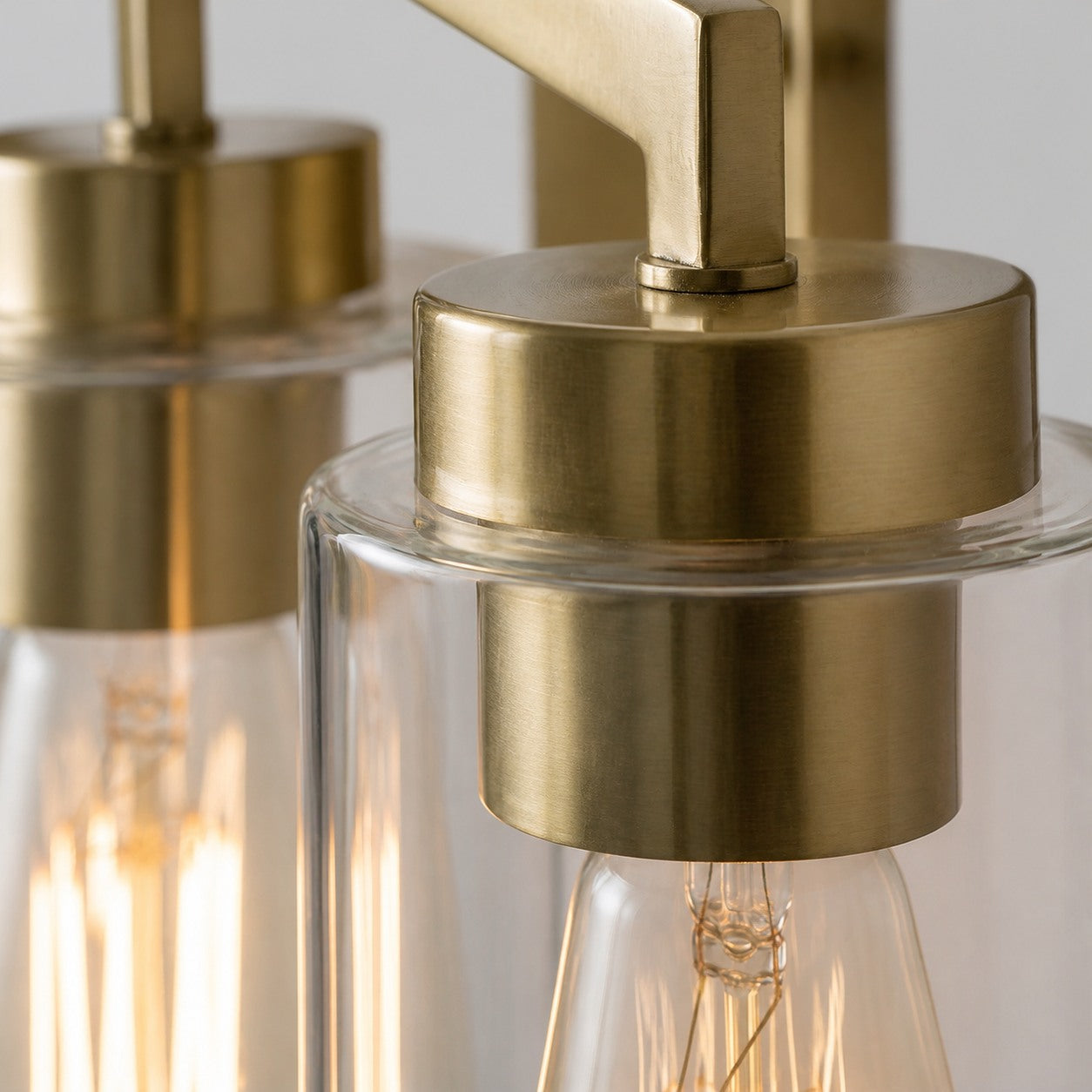 Brassiq Industrial Glass Cylinder Wall Lamp - Vintage Style Bathroom Vanity Light