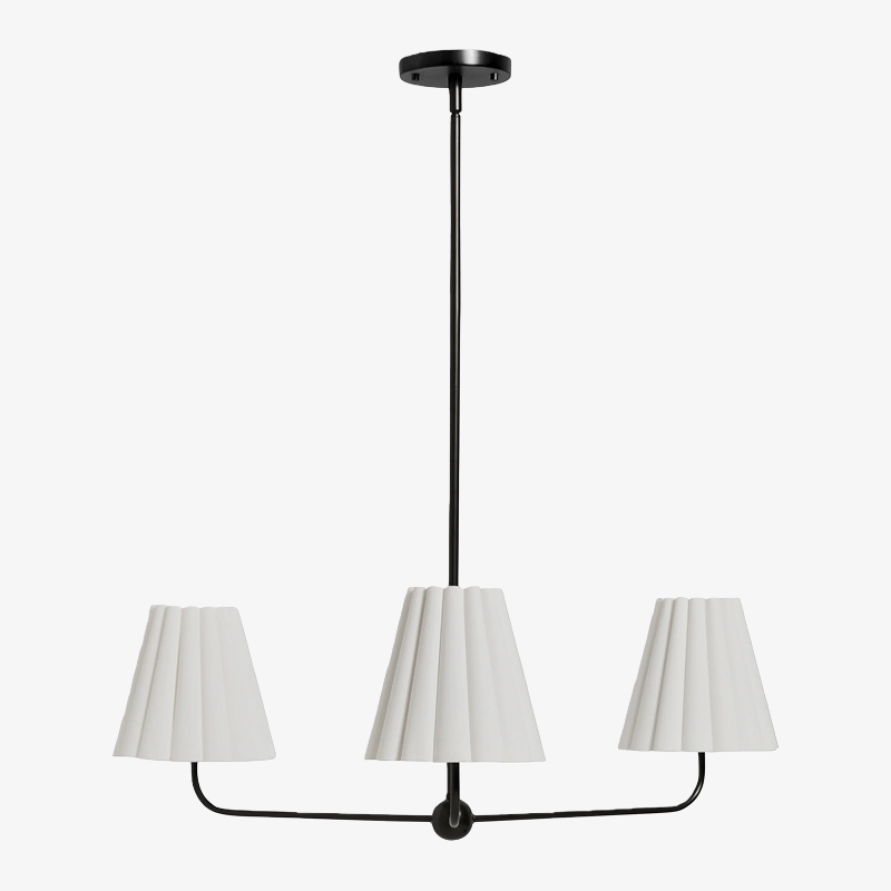 Ruffmeto Ruffled Shade Metal Frame Chandelier for Dining