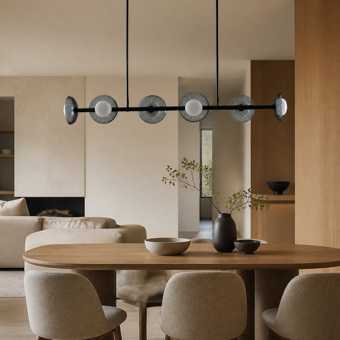 Elorina 6-Light Linear Chandelier - Modern Metal Light Fixture - Dining Room Lighting