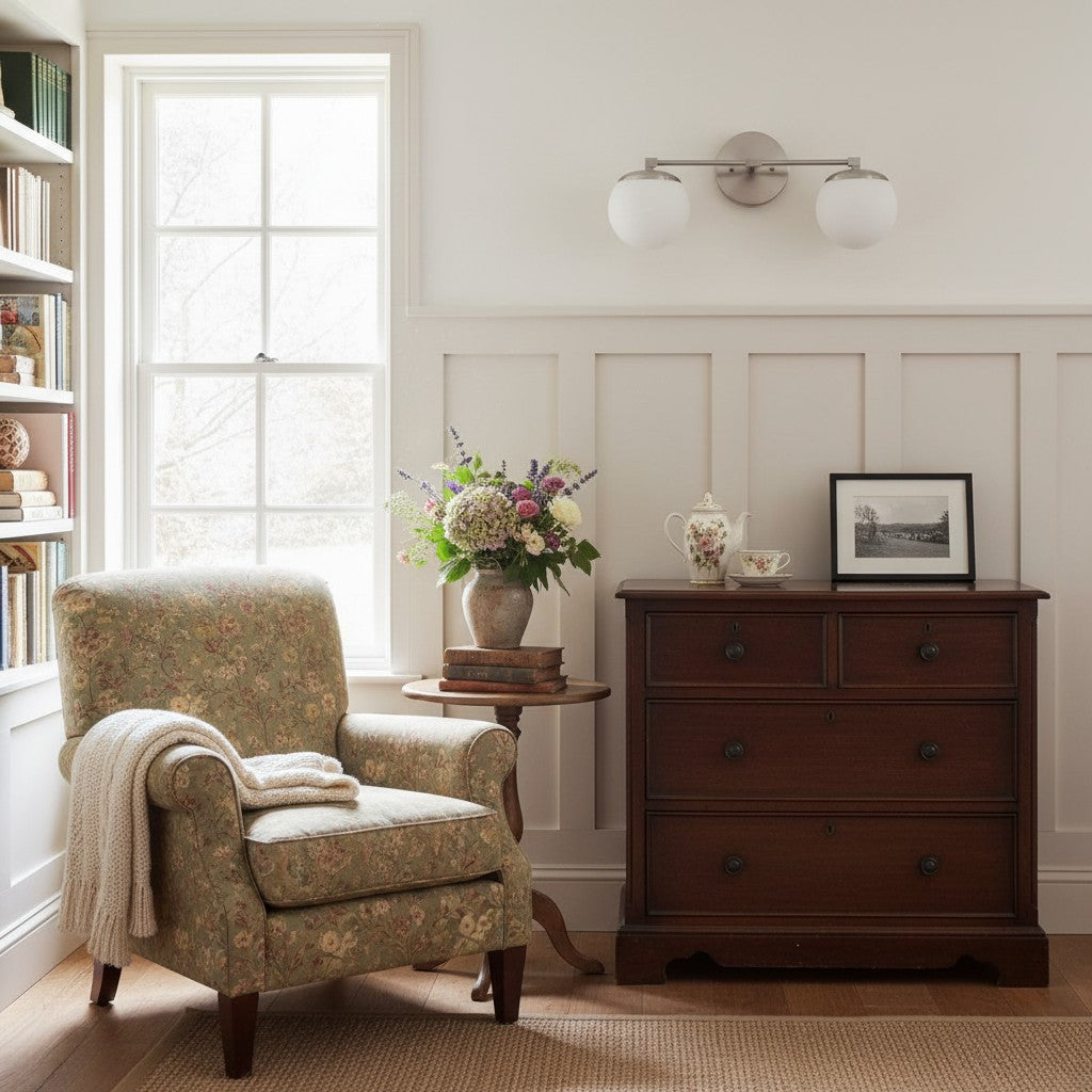 Glorica Glass Vanity Light - Art Deco Brass Wall Globe Fixture Modern