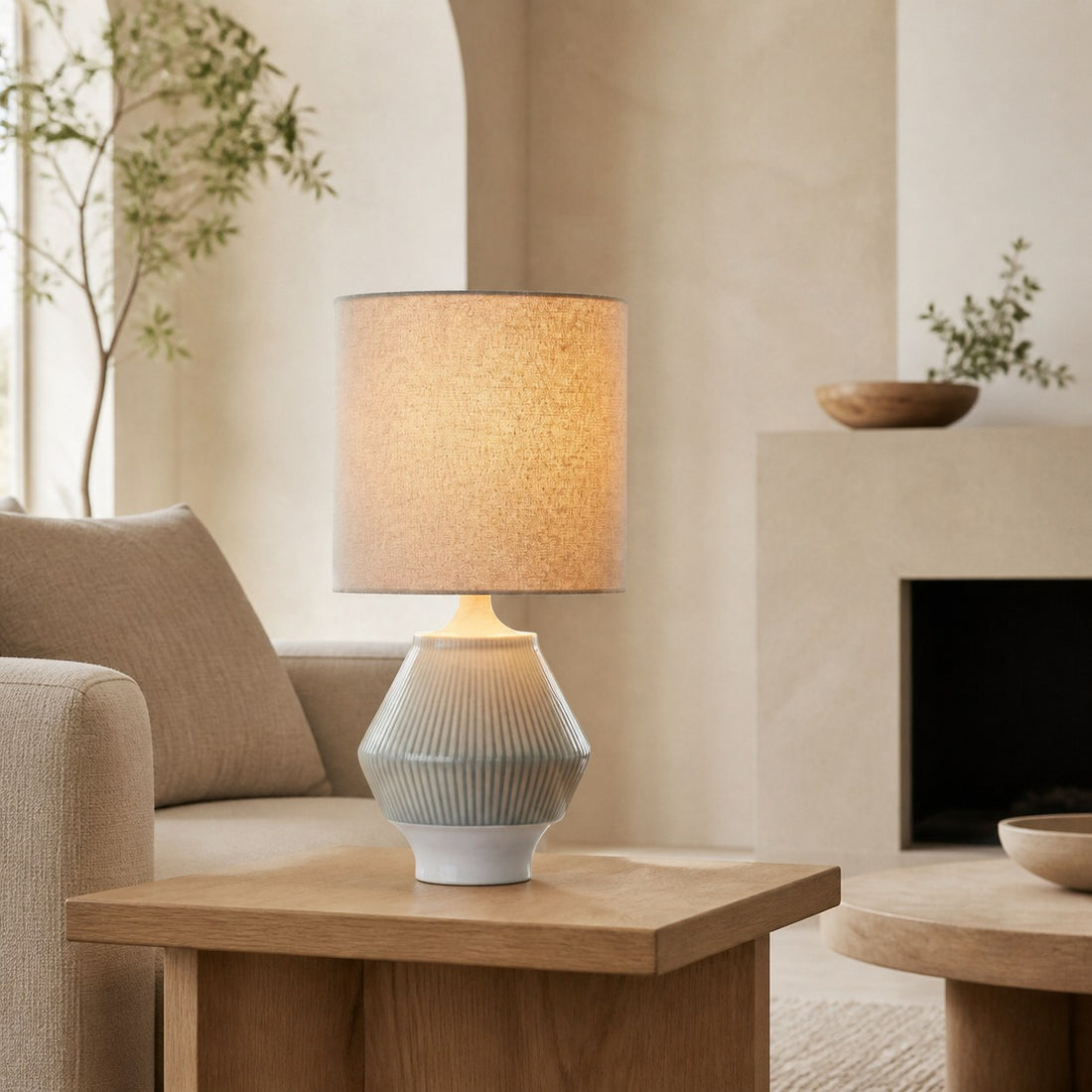 Ceruna Ripple Ceramic Table Lamp – Modern Design Minimalist Style Lighting Perfect for Living Room Bedroom Office