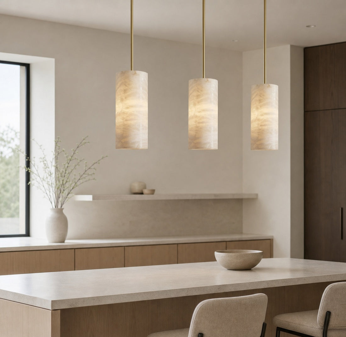 Alabresca Mid Century Alabaster Pendant Light – Multi Head Hanging Lamp for Kitchen Island