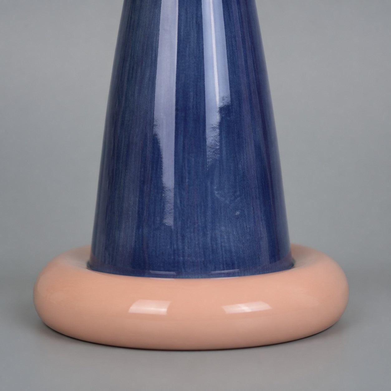 Close view of glossy ceramic lamp base