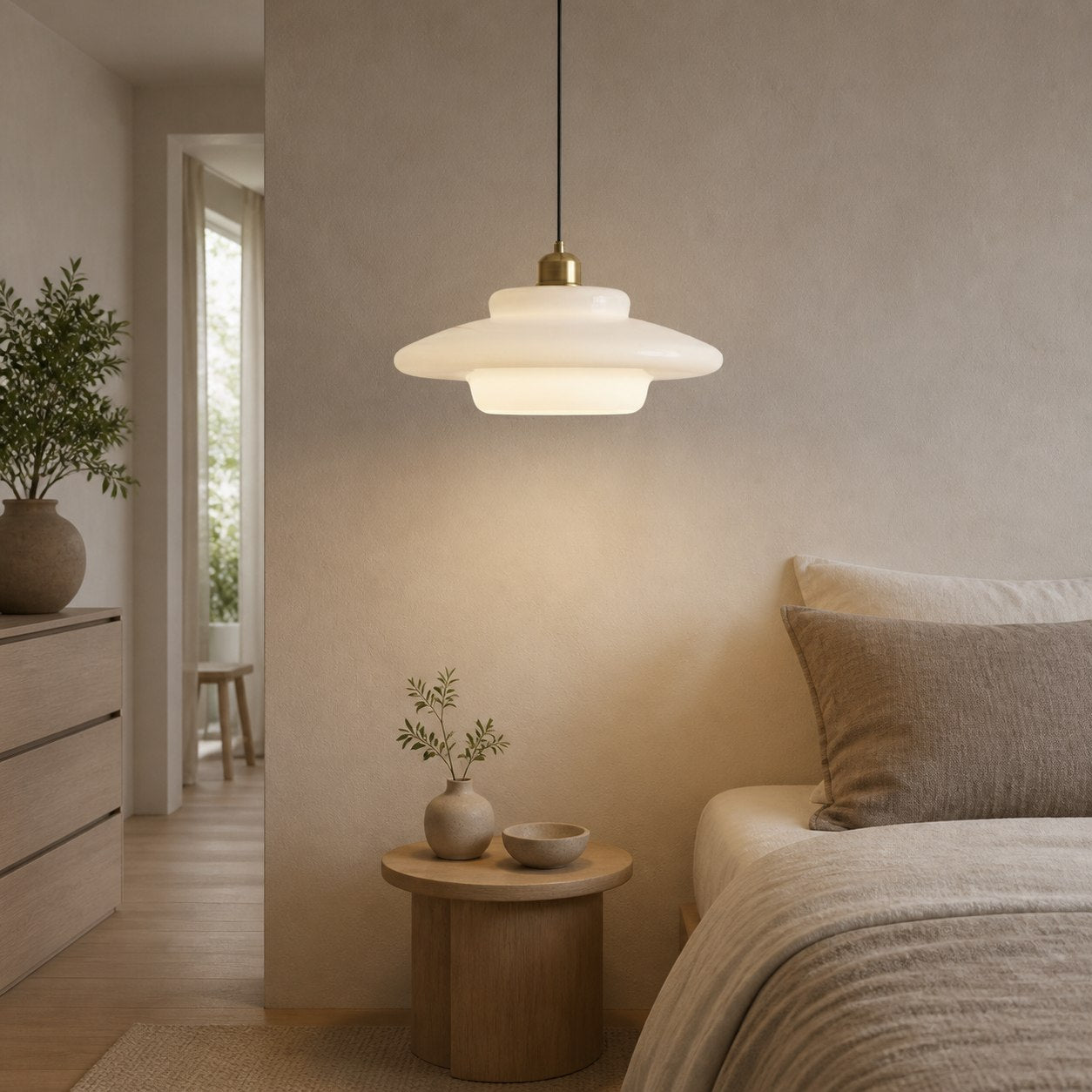 Opalisse Art Deco Pendant Light – Milk Glass Dome Ceiling Lamp for Dining Room U25