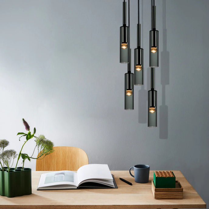 Modern Cylindrical Glass Pendant Light