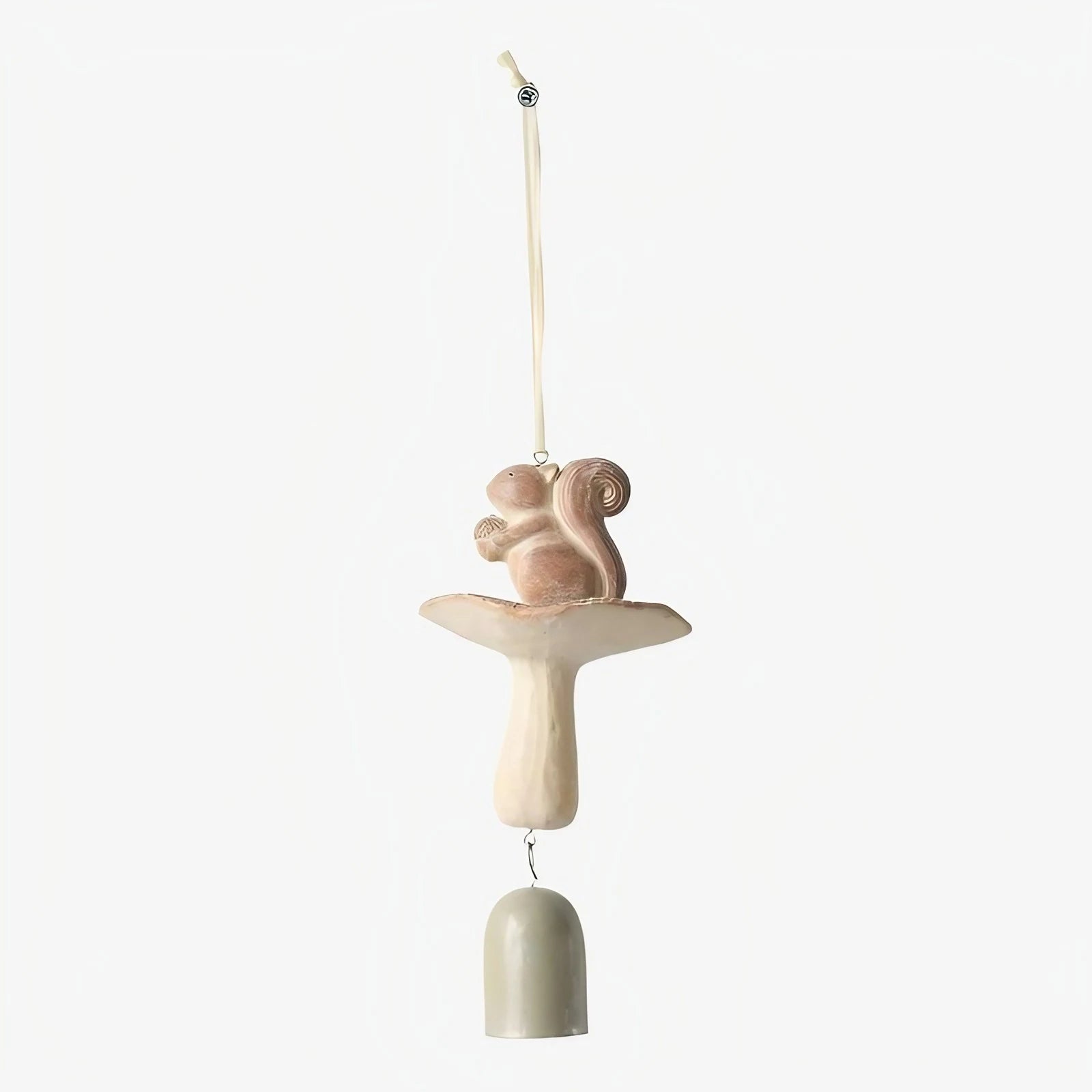 Style C warm ivory squirrel on mushroom wind chime