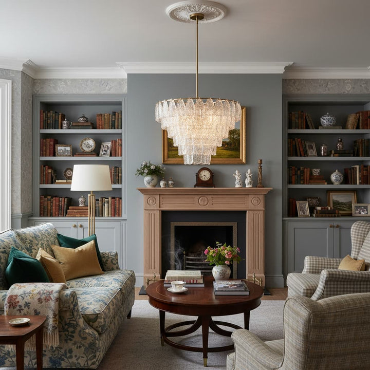 Lumvey Glass Round Chandelier - Elegant Pendant Light for Dining Room and Living Room