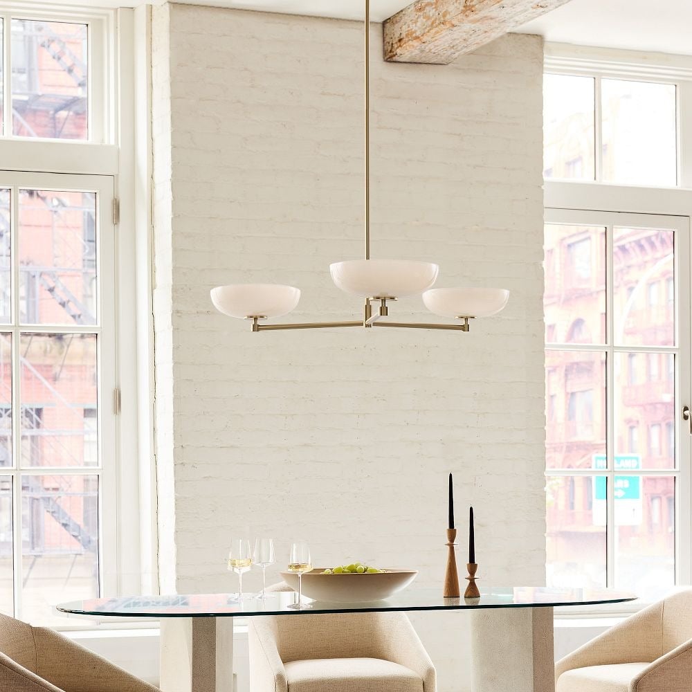 Vega Glass Mid-Century Modern Globe Chandelier with Glass Shades for Dining Room and Kitchen Island