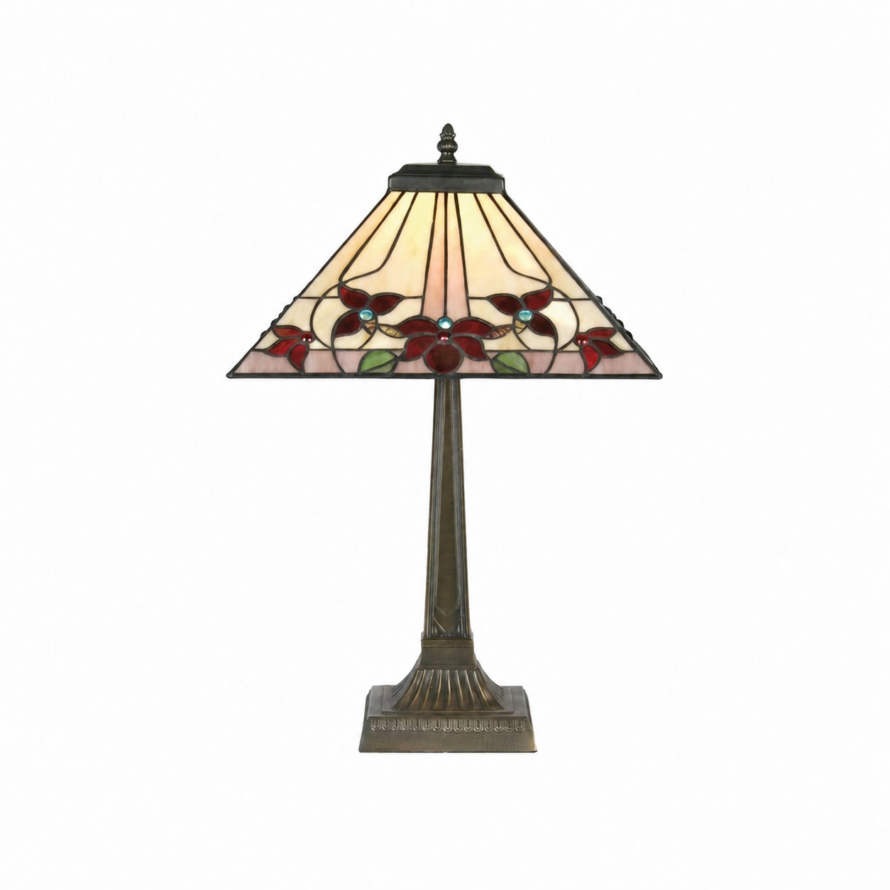 TF Camillo Dragonfly Stained Glass Table Lamp - Art Nouveau Tiffany Style with Scalloped Edge for Living Room and Bedroom