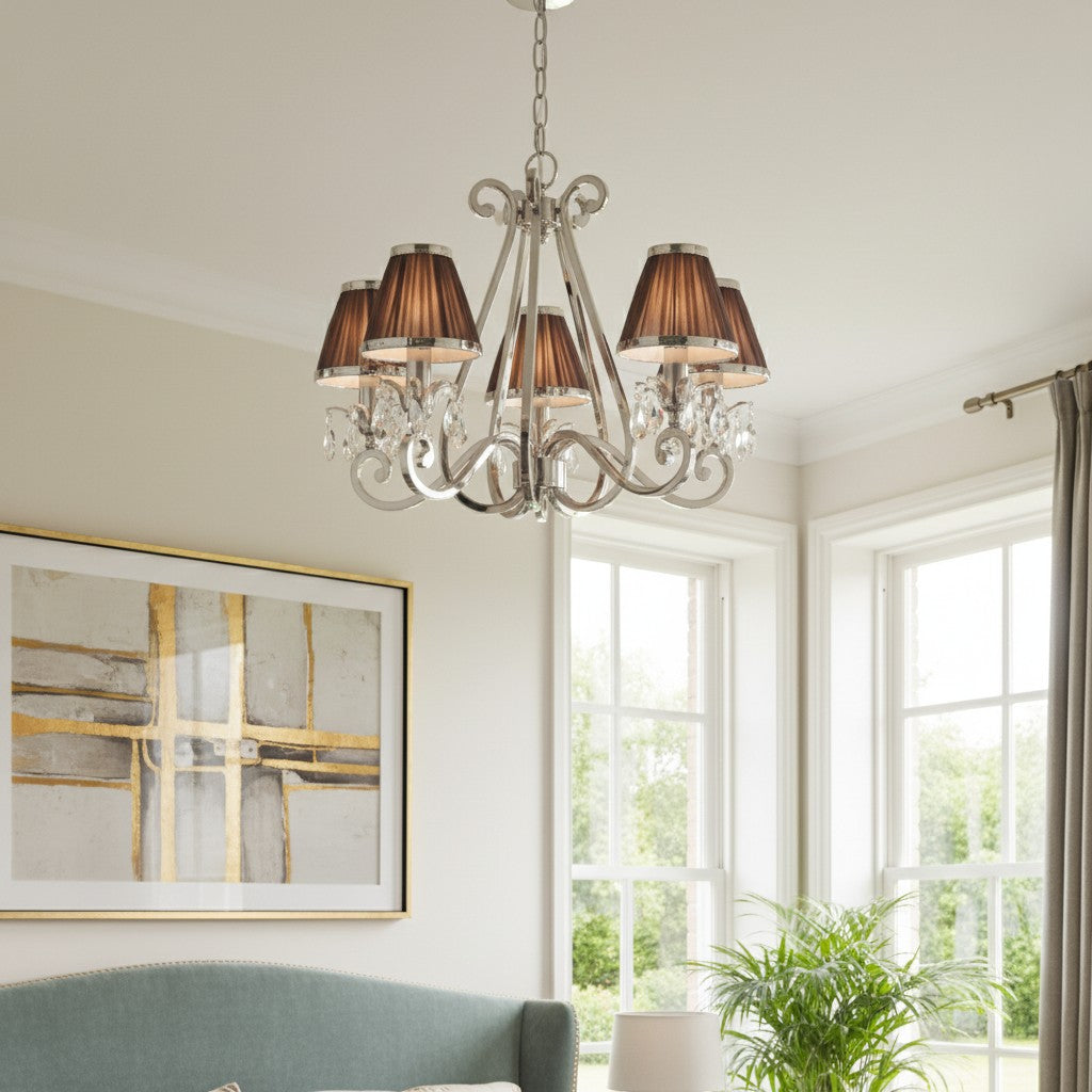 Talonis Multi-light Fabric Chandelier - Elegant Metal Curved Arms for Dining and Living