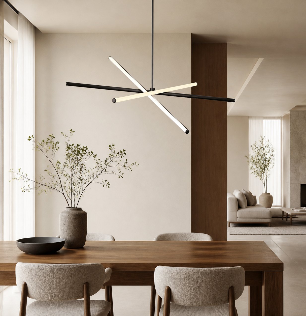 Voro Minimalist Chrome Light Rods - LED Semi-Flush Mount Ceiling Light