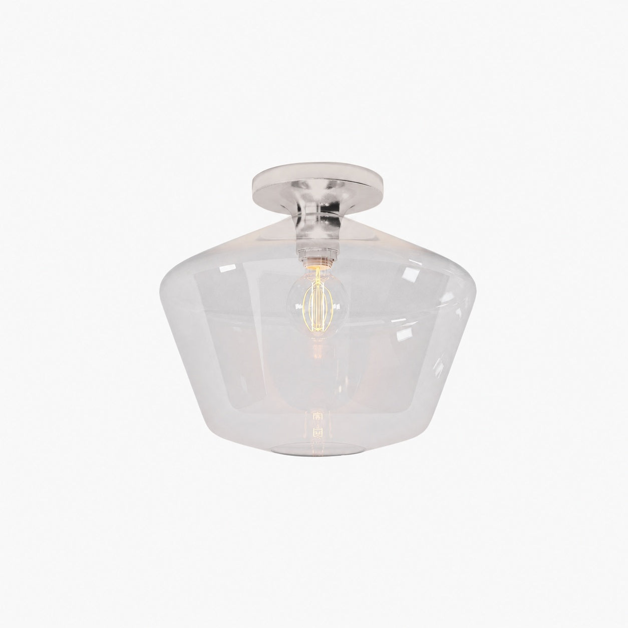 Merin Minimalist Sleek Geometric Glass Flushmount Light