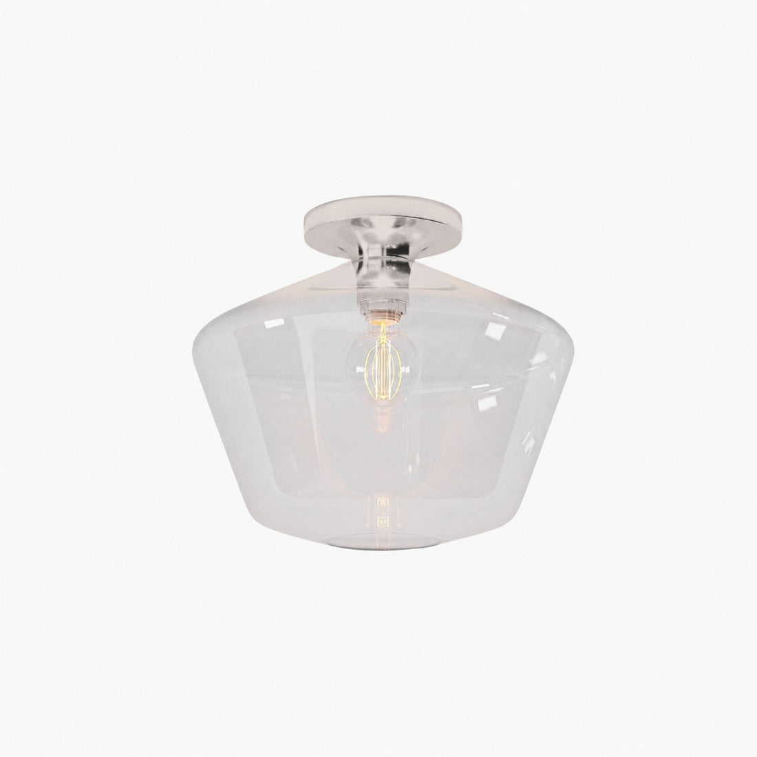 Merin Minimalist Sleek Geometric Glass Flushmount Light