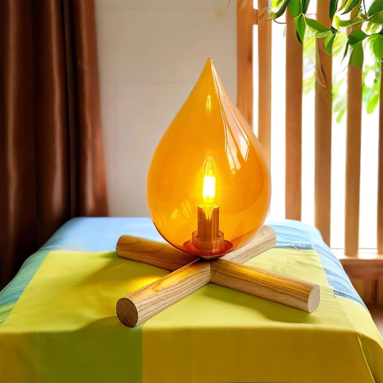 Firewood Stack Flame Table Lamp