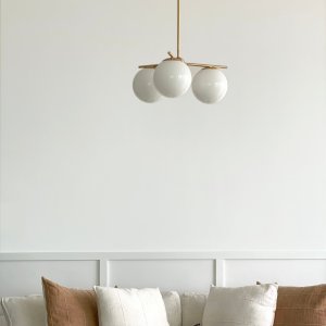 Alessora Brass Milk Glass Chandeliers- Great for Covered Outdoor Areas