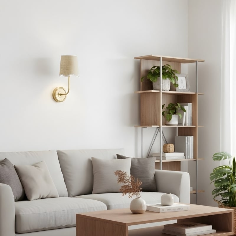 Glissum Contemporary Metal and Linen Wall Lamp with Soft Diffused Shade for Hallway or Entry