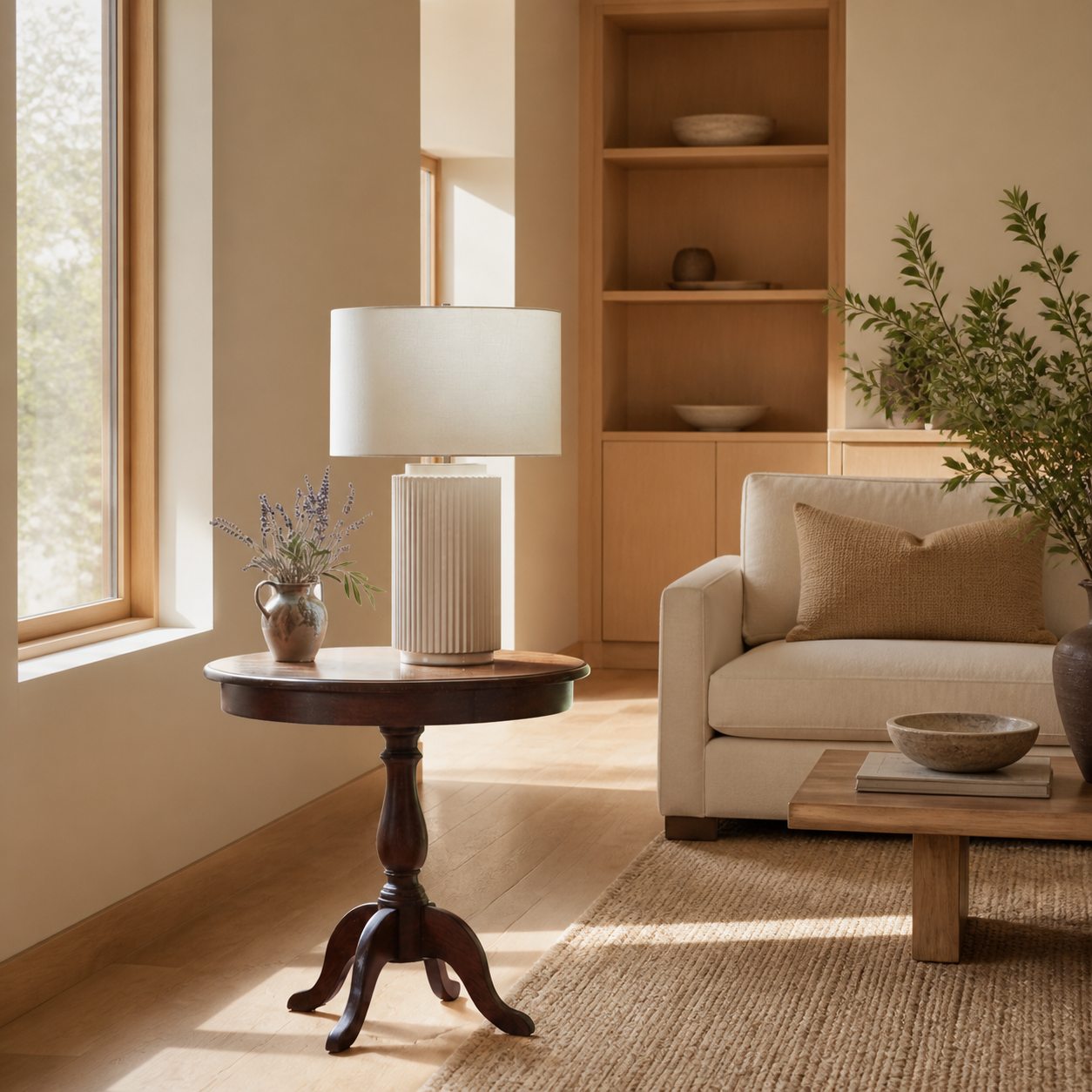 Ceruna Minimalist Ceramic Table Lamp - Ceramic Base With A Linen Lampshade