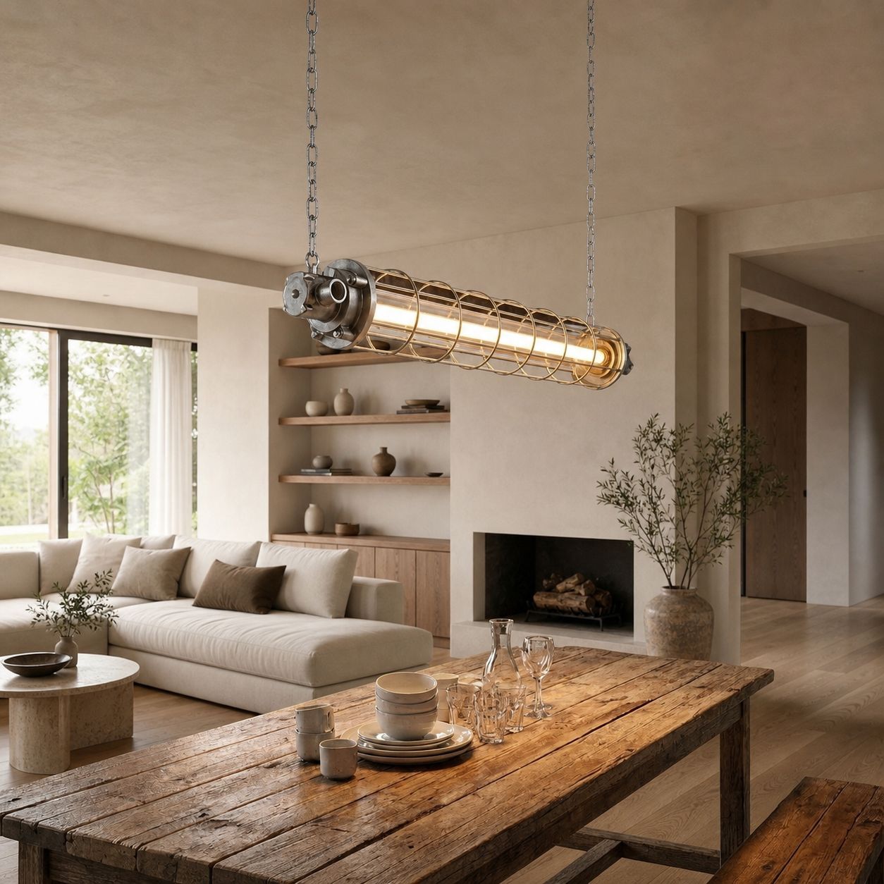 Minimalist Tube Pendant Light with Linear Silhouette for Modern Kitchen Island and Dining Lighting