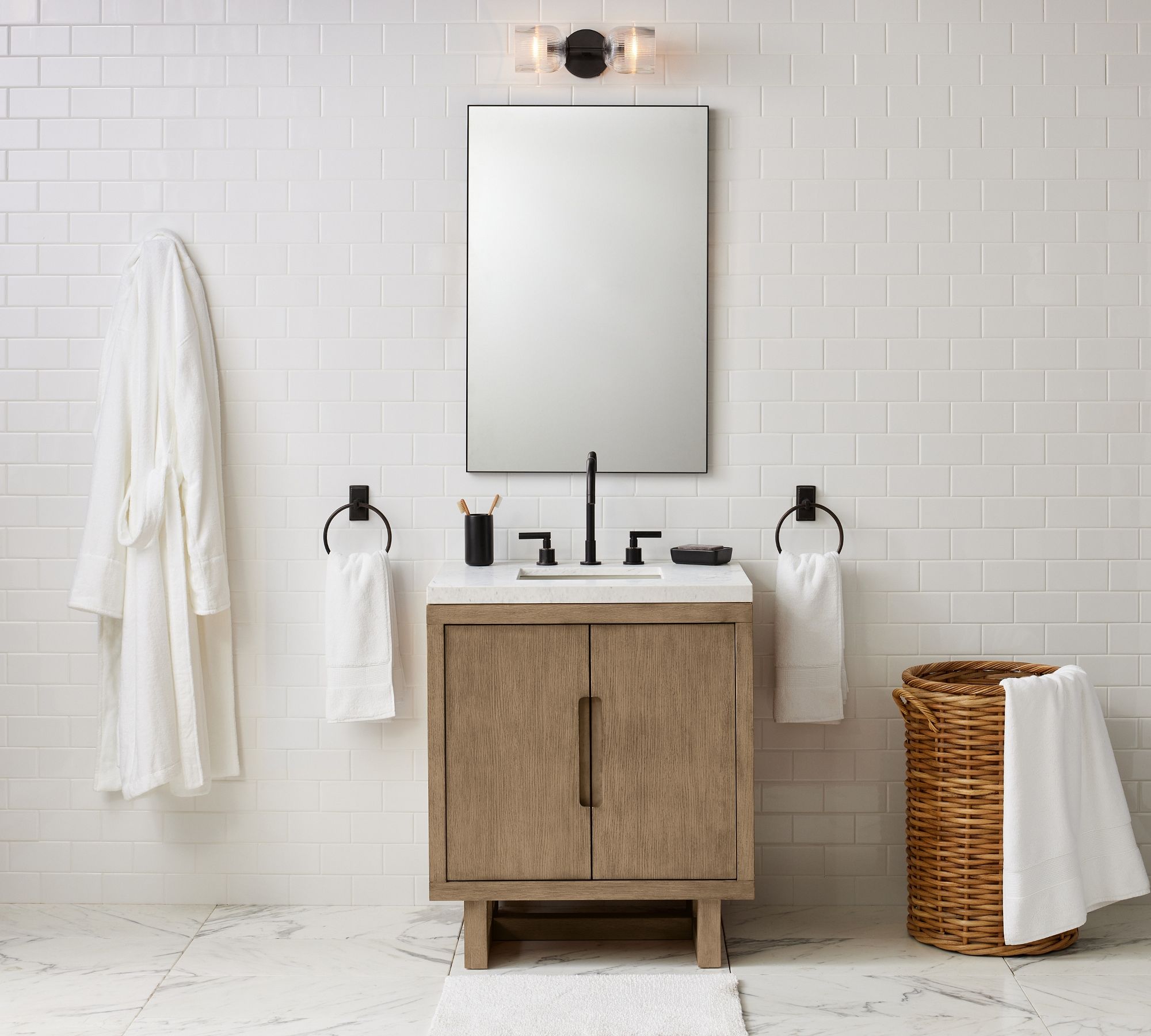 Bravira Ribbed Glass Sconce - Metal Wall Light with Clear Glass Shade