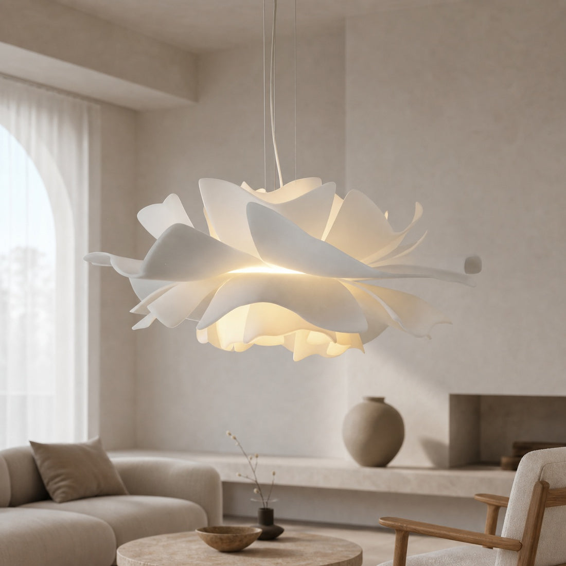 Blossenari Nordic Flower Design Pendant Lamp – Sculptural Floral Ceiling Light for Living Room N34