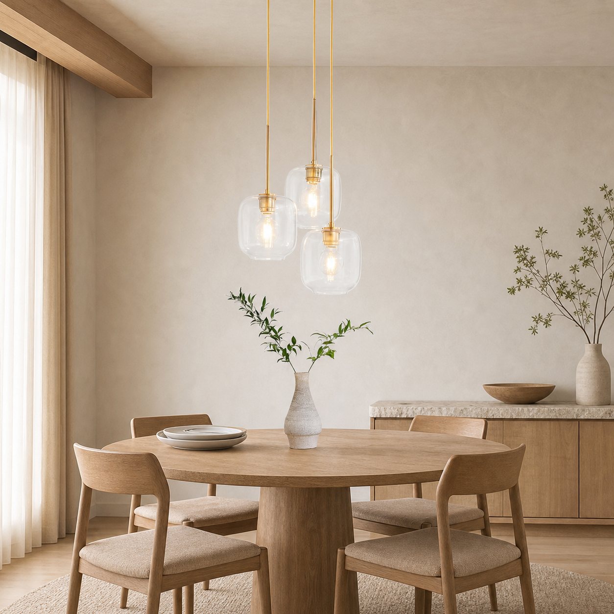 Lumivelle Pebble Glass Chandelier - 3-Light Modern Pendant Style