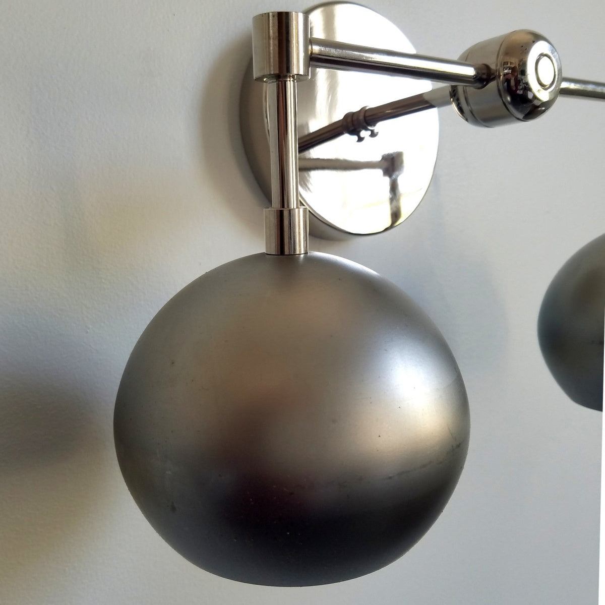 Steel Wall Sconce - Double Head Metal Silver Vanity Bathroom Wall Lamp