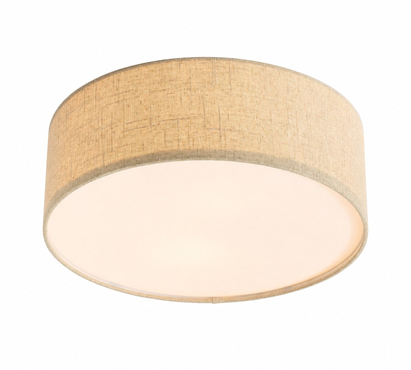 Dumora Linen Drum Ceiling Light - Flush Mount Iron Fixture with Fabric Shade