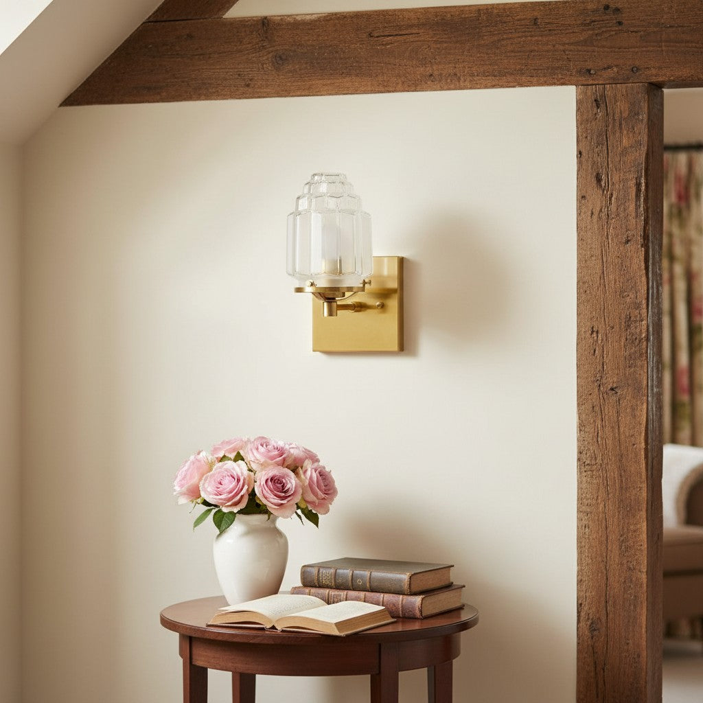 Tierlux Glass Art Deco Wall Sconce - Glass Frosted Globes with Skyscraper Globe