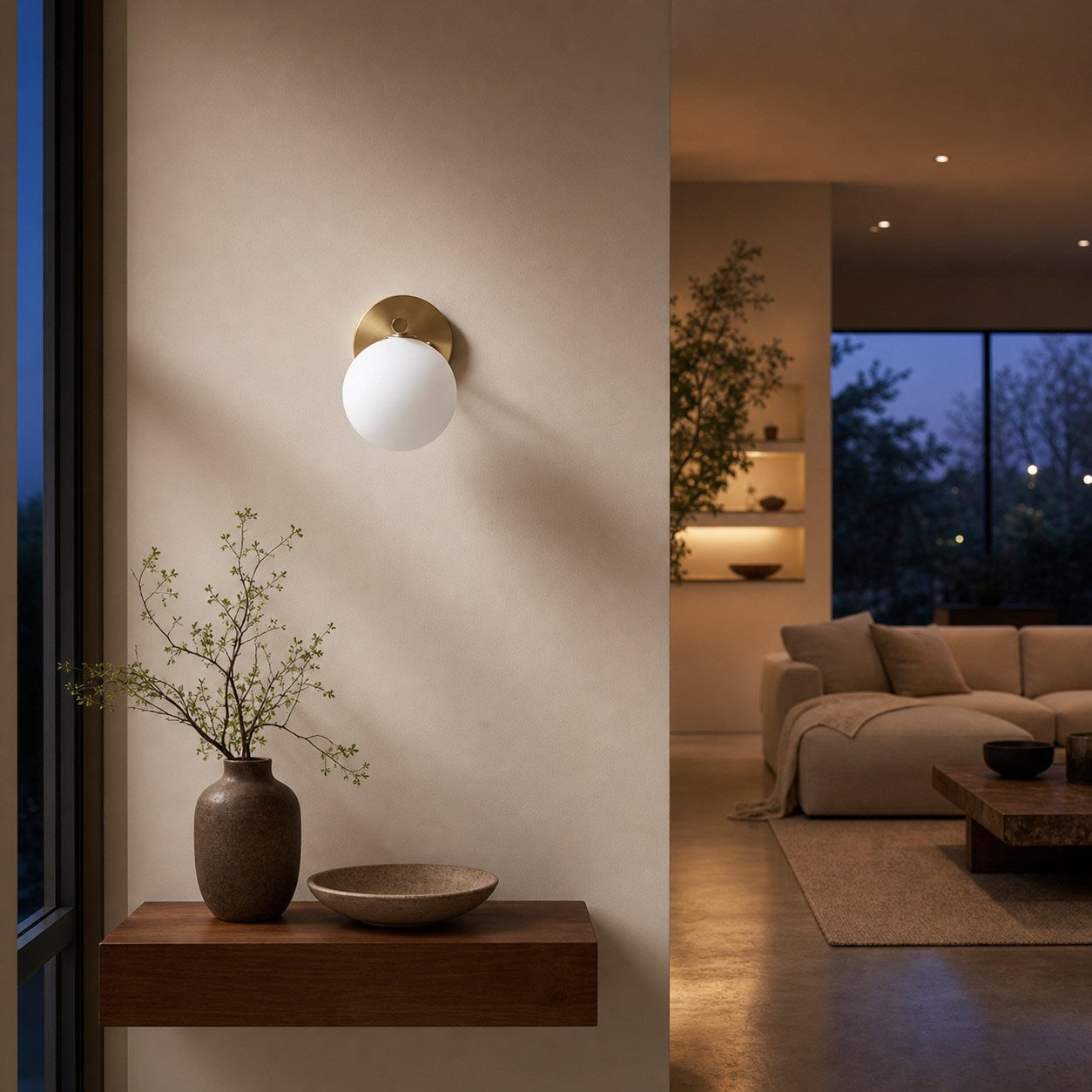 Glorica Glass Wall Sconce - Frosted Globe Light