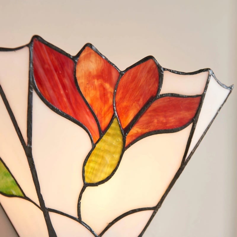 TF Botanica Stained Glass Floral Design Wall Light - Sconce For Hallway And Bedroom