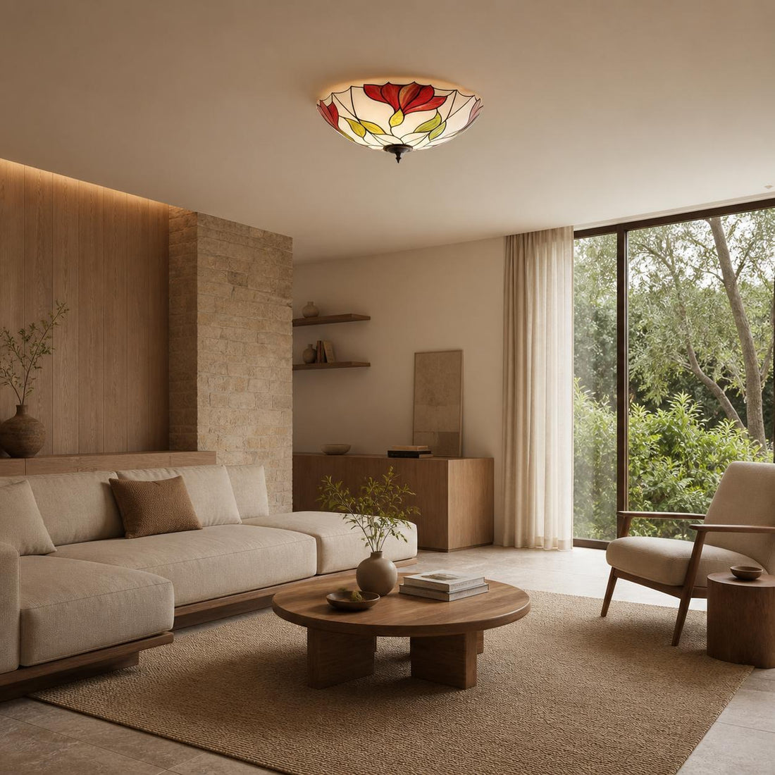 TF Botanica Floral Glass Ceiling & Pendant Lighting - Art Glass Style Fixture for Rooms