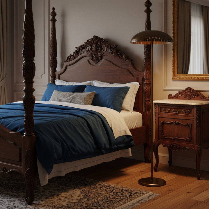 Lustrona Metal Standing Floor Lamp – Modern Half-Dome Shade Accent Light for Home Styling