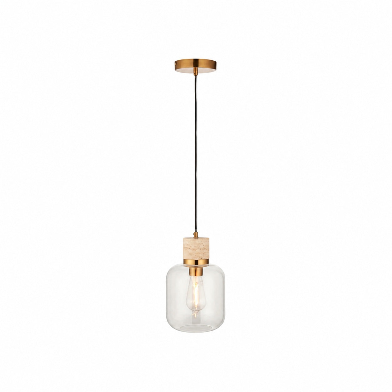 Korlisse Natural Stone and Glass Pendant Light – Stylish Lamp for Lounge or Living Room
