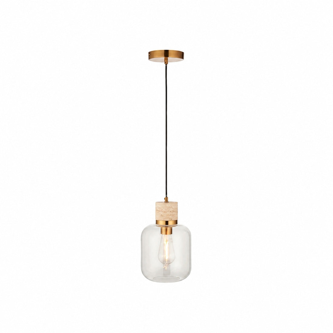 Korlisse Natural Stone and Glass Pendant Light – Stylish Lamp for Lounge or Living Room