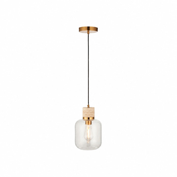 Korlisse Natural Stone and Glass Pendant Light – Stylish Lamp for Lounge or Living Room